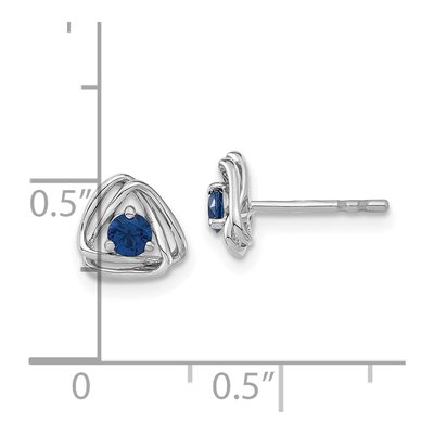 14K White Gold 3mm Round Lab-Created Sapphire Birthstone Stud Earrings – view 4