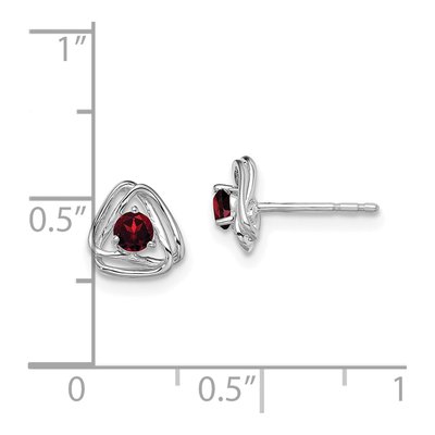 14K White Gold 3mm Round Garnet Natural Button Stud Earrings – view 2