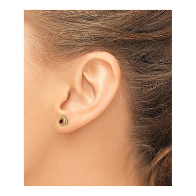 14K Yellow Gold 3mm Round Garnet January Birthstone Stud Earrings – view 3
