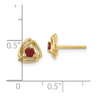 14K Yellow Gold 3mm Round Garnet January Birthstone Stud Earrings – view 4