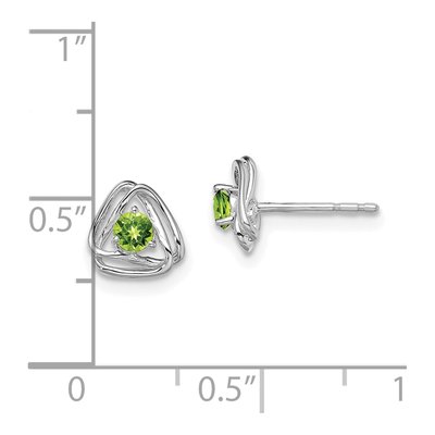 14K White Gold 3mm Round Peridot Birthstone Stud Earrings – view 4