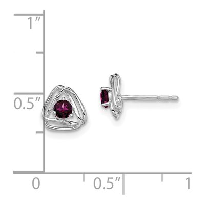 14K White Gold 3mm Round Rhodolite Garnet Stud Earrings – view 4
