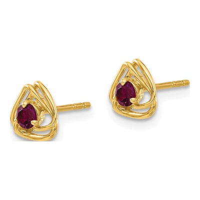 14K Yellow Gold 3mm Round Rhodolite Garnet Birthstone Stud Earrings – view 2