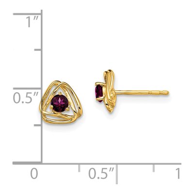 14K Yellow Gold 3mm Round Rhodolite Garnet Birthstone Stud Earrings – view 4
