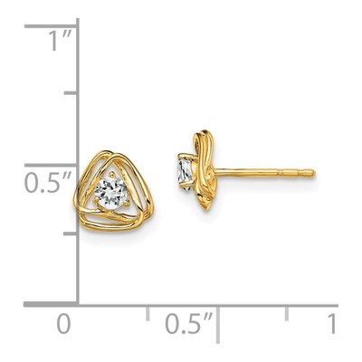14K Yellow Gold 3mm Round White Topaz April Birthstone Stud Earrings – view 4