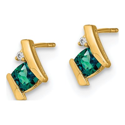 10K Yellow Gold 4mm Cushion Diamond Stud Earrings – view 2