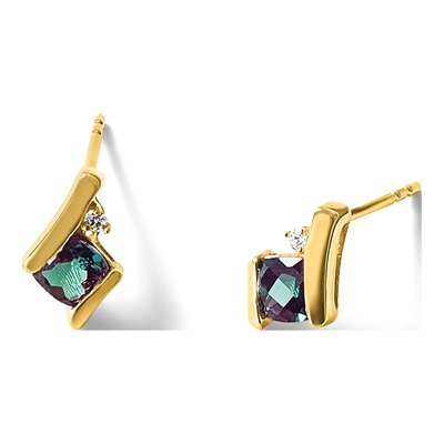 10K Yellow Gold 4mm Cushion Diamond Stud Earrings – view 5