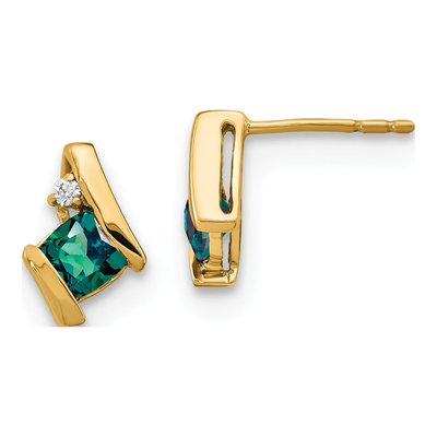 10K Yellow Gold 4mm Cushion Diamond Stud Earrings