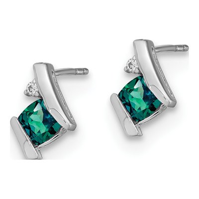 Sterling Silver 4mm Diamond Antique Cushion Cr Stud Earrings – view 2