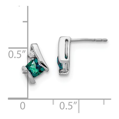 14K White Gold 4mm Diamond Cushion June Stud Earrings – view 4