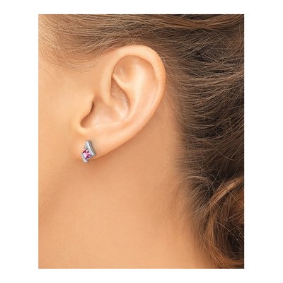 10K White Gold 4mm Cushion Diamond Stud Earrings – view 4