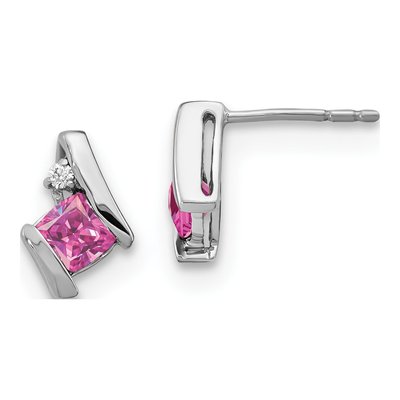 10K White Gold 4mm Cushion Diamond Stud Earrings