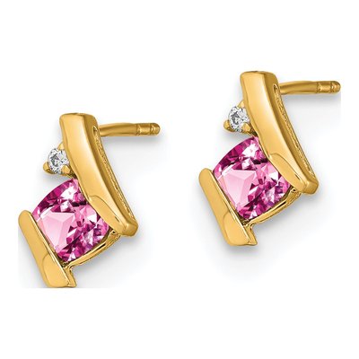 10K Yellow Gold 4mm Cushion Diamond Stud Earrings – view 2
