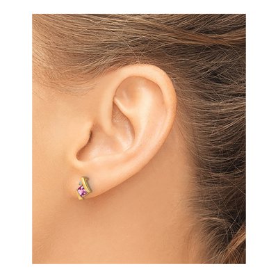 10K Yellow Gold 4mm Cushion Diamond Stud Earrings – view 3