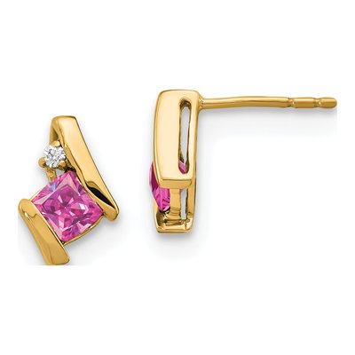 10K Yellow Gold 4mm Cushion Diamond Stud Earrings
