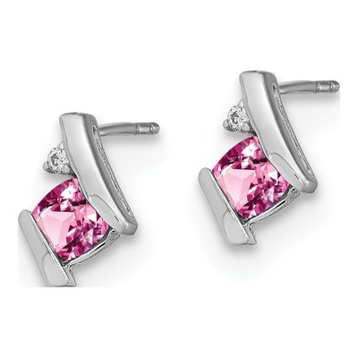 Sterling Silver 4mm Cushion Diamond Stud Earrings – view 2