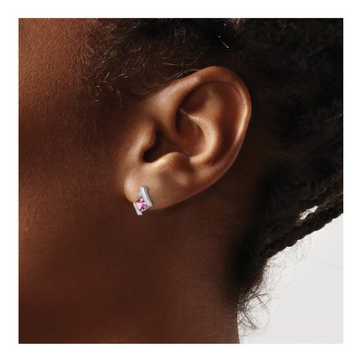 14K White Gold 4mm Cushion Diamond October Birthstone Stud Earrings – view 3