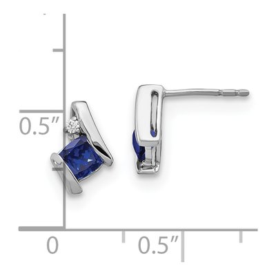 14K White Gold 4mm Cushion Lab-Created Sapphire & Diamond Stud Earrings – view 4