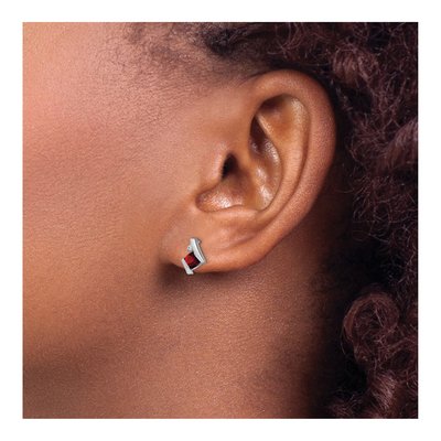 Sterling Silver 4mm Garnet & Diamond Antique Cushion Stud Earrings – view 4