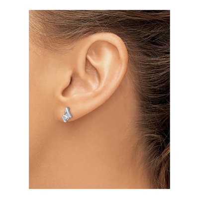 Sterling Silver 4mm White Topaz & Diamond Antique Cushion Stud Earrings – view 4