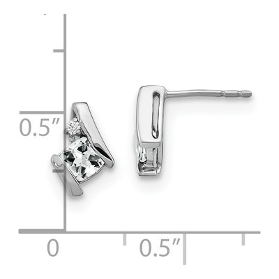 Sterling Silver 4mm White Topaz & Diamond Antique Cushion Stud Earrings – view 5