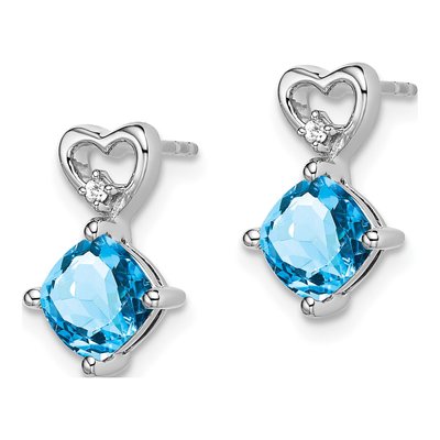 14K White Gold Amethyst & Diamond Heart Dangle Earrings – view 2