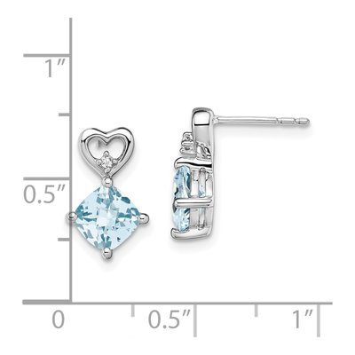 14K White Gold Aquamarine & Diamond Heart Dangle Earrings – view 4