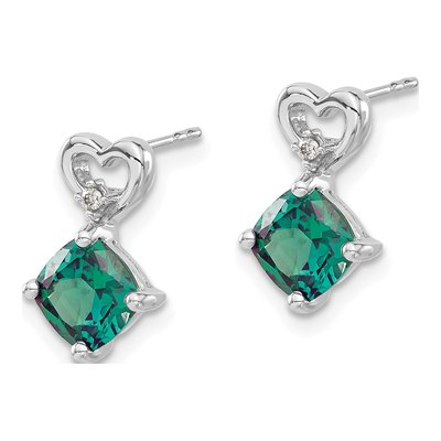14K White Gold Diamond Cushion June Heart Dangle Earrings – view 2