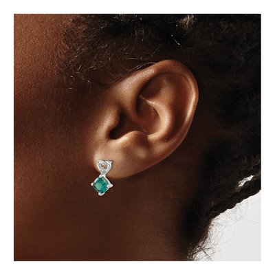 14K White Gold Diamond Cushion June Heart Dangle Earrings – view 3