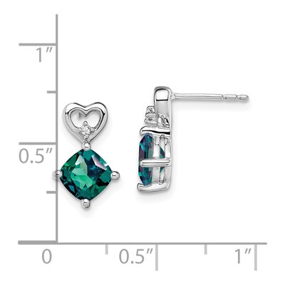 14K White Gold Diamond Cushion June Heart Dangle Earrings – view 4
