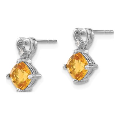 14K White Gold Citrine & Diamond Heart Dangle Earrings – view 2