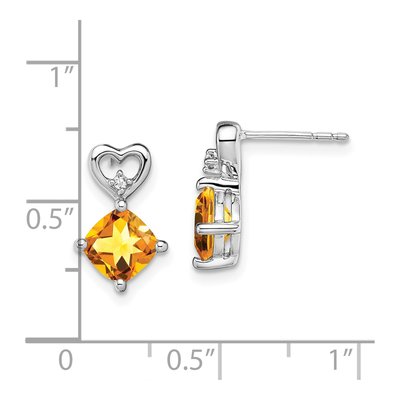 14K White Gold Citrine & Diamond Heart Dangle Earrings – view 4