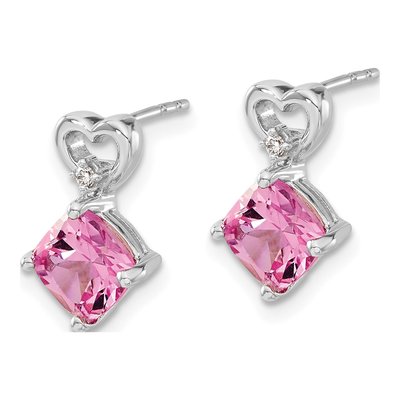 14K White Gold Diamond Heart Dangle Earrings – view 2