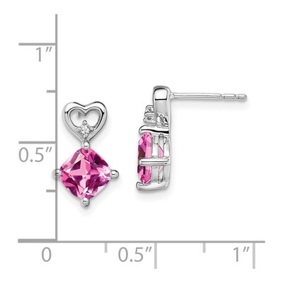 14K White Gold Diamond Heart Dangle Earrings – view 4