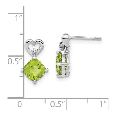 14K White Gold Peridot & Diamond Heart Dangle Earrings – view 4