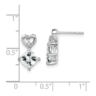 14K White Gold White Topaz & Diamond Heart Dangle Earrings – view 4