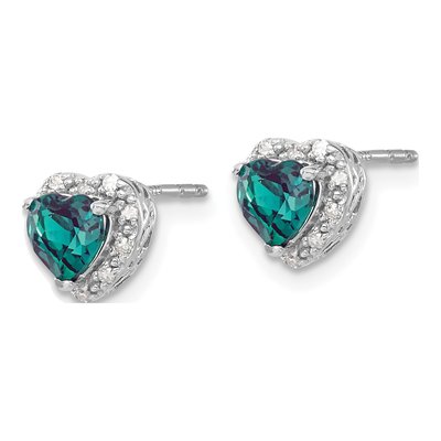 Sterling Silver 1/10 ct tw 5mm Heart Diamond Stud Earrings – view 3