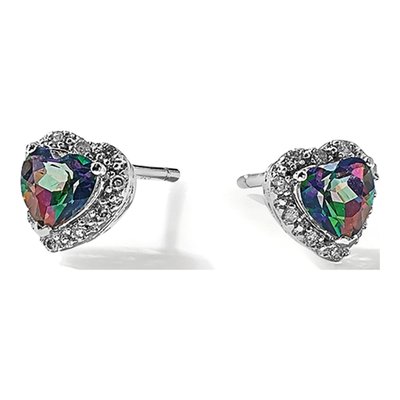 Sterling Silver 1/10 ct tw 5mm Heart Diamond Stud Earrings – view 6