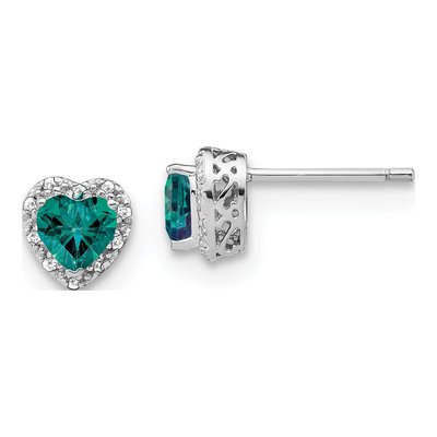 Sterling Silver 1/10 ct tw 5mm Heart Diamond Stud Earrings