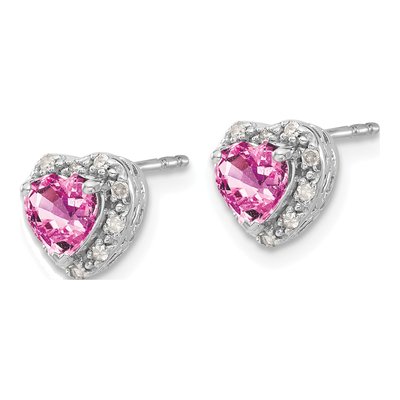 Sterling Silver 1/10 ct tw 5mm Heart Diamond Stud Earrings – view 3
