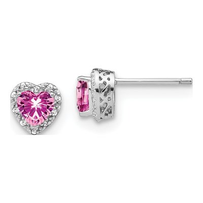 Sterling Silver 1/10 ct tw 5mm Heart Diamond Stud Earrings