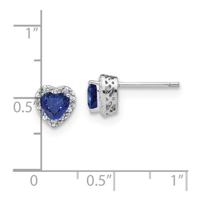 Sterling Silver 1/10 ct tw 5mm Lab-Created Sapphire & Diamond Heart Stud Earrings – view 4