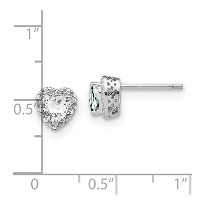 Sterling Silver 1/10 ct tw 5mm White Topaz & Diamond Heart Stud Earrings – view 5