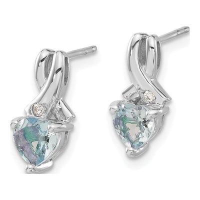 Sterling Silver Aquamarine & Diamond Dangle Earrings – view 3