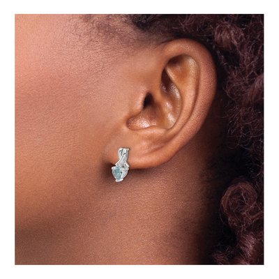 Sterling Silver Aquamarine & Diamond Dangle Earrings – view 4