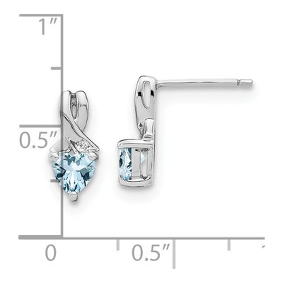 Sterling Silver Aquamarine & Diamond Dangle Earrings – view 5