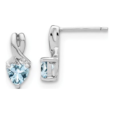 Sterling Silver Aquamarine & Diamond Dangle Earrings