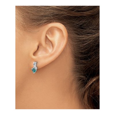 Sterling Silver Swiss Blue Topaz & Diamond Heart Dangle Earrings – view 4