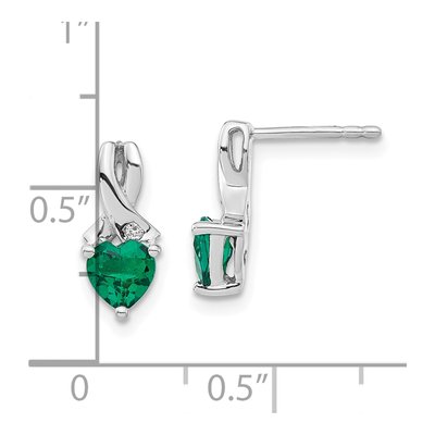 Sterling Silver Lab-Created Emerald & Diamond Dangle Earrings – view 4