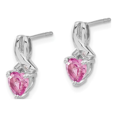 Sterling Silver Diamond Heart Dangle Earrings – view 3